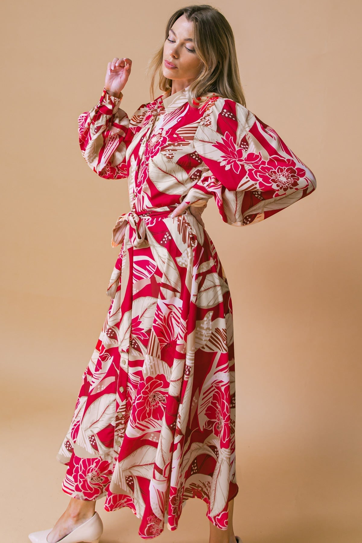 HEART OF WOVEN MIDI DRESS Flying Tomato